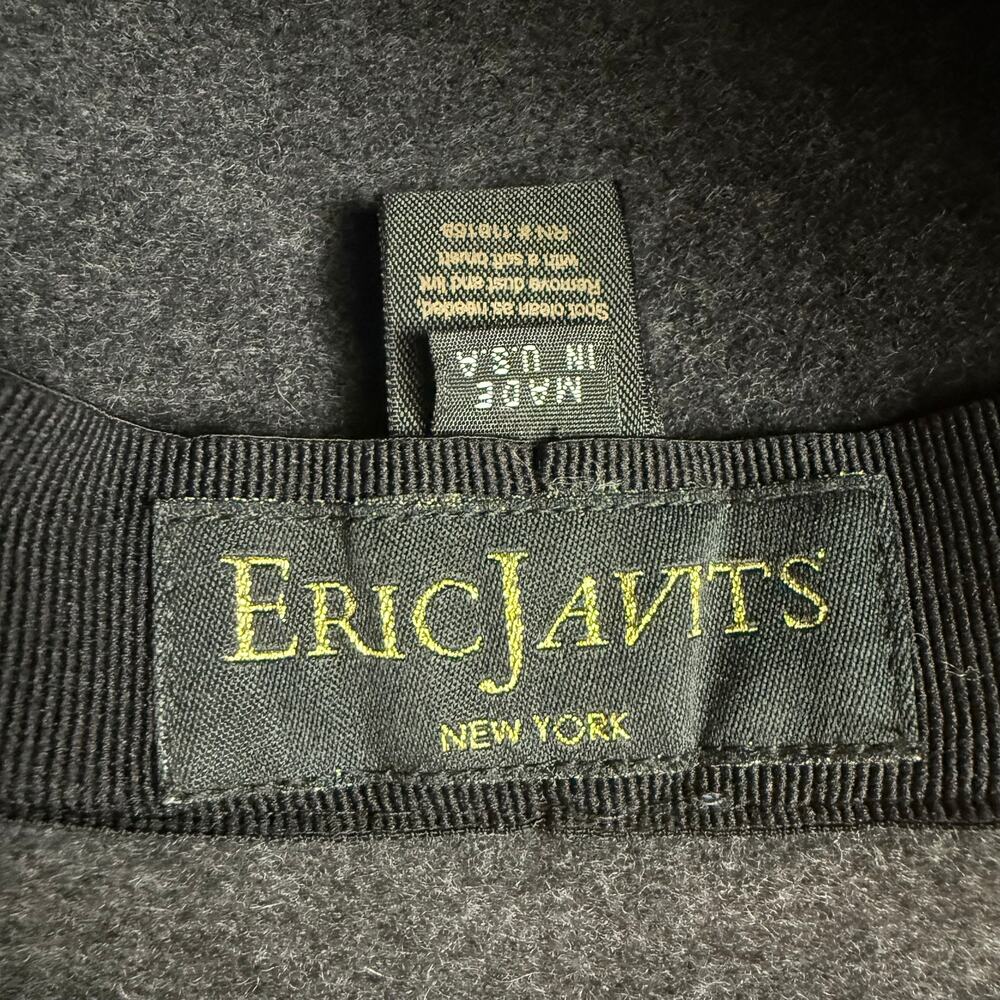 Eric Javits New York Wool Fedora Hat Charcoal Gray Wide Brim Made USA - Picture 5 of 10